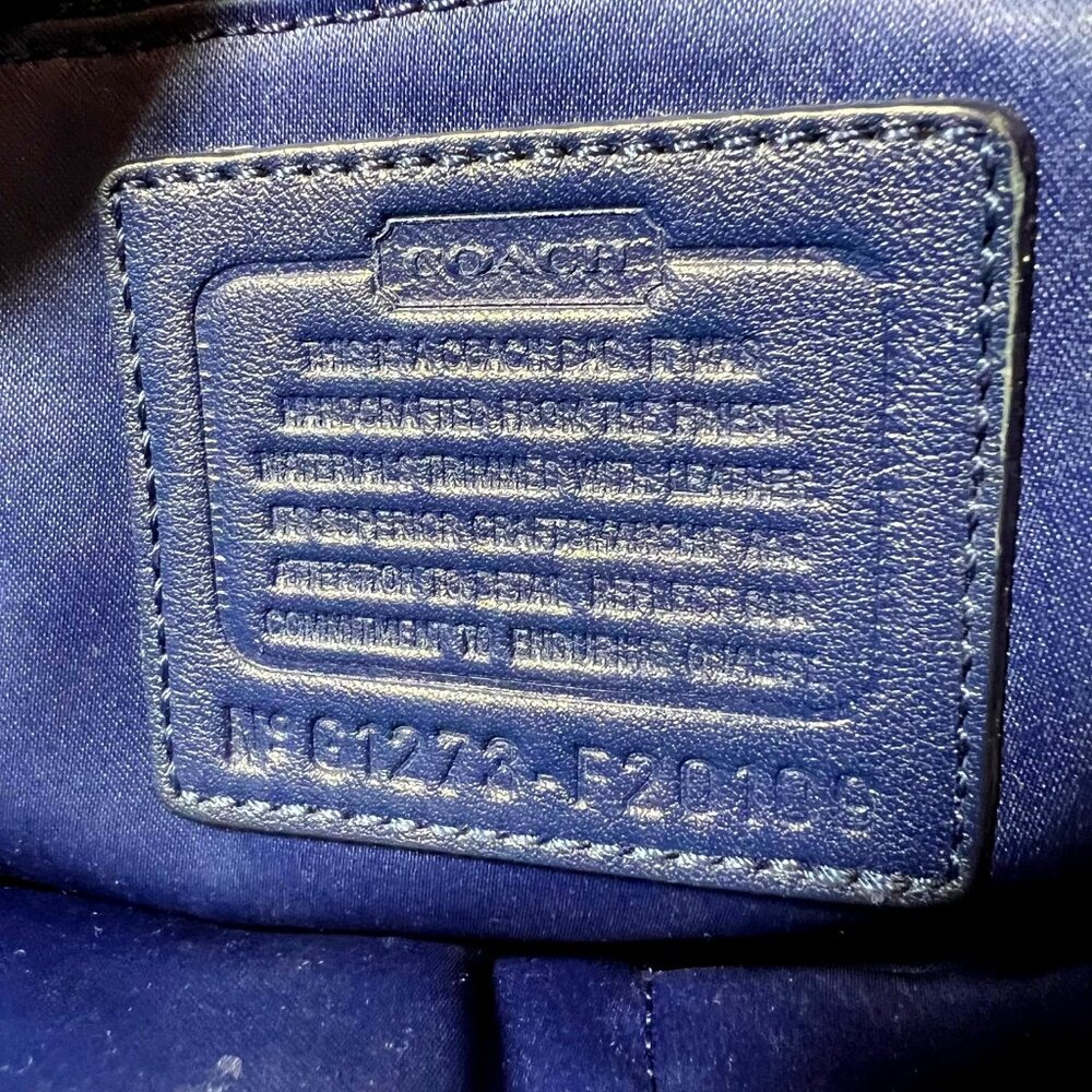 Coach Tote-Plaid-Navy Blue/Pink Mix-G1273-F20109-Large Purse-1 Zip Closure-Light - Picture 16 of 16